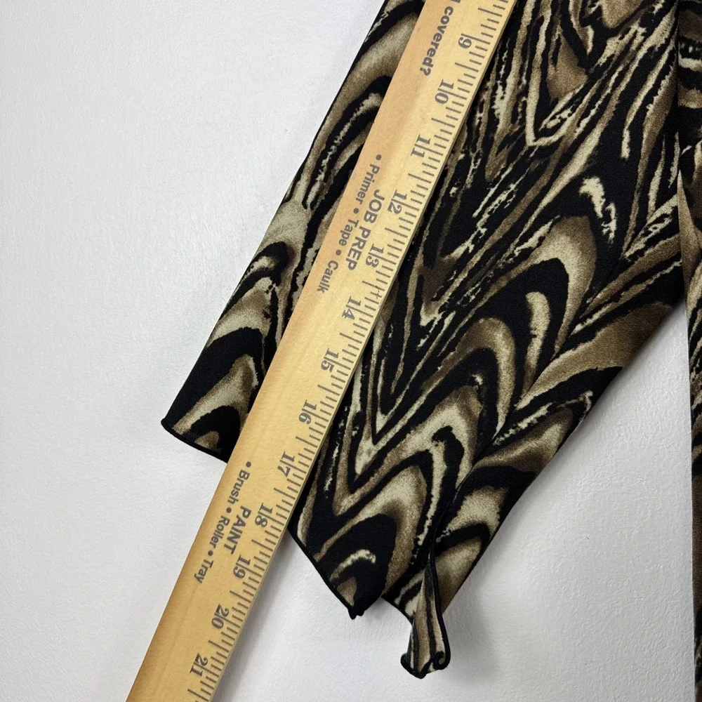 Y2K Blouse‎ Top Shirt Womens XL Brown Black Spiral V-Neck Silky Abstract Gothic - Picture 9 of 11